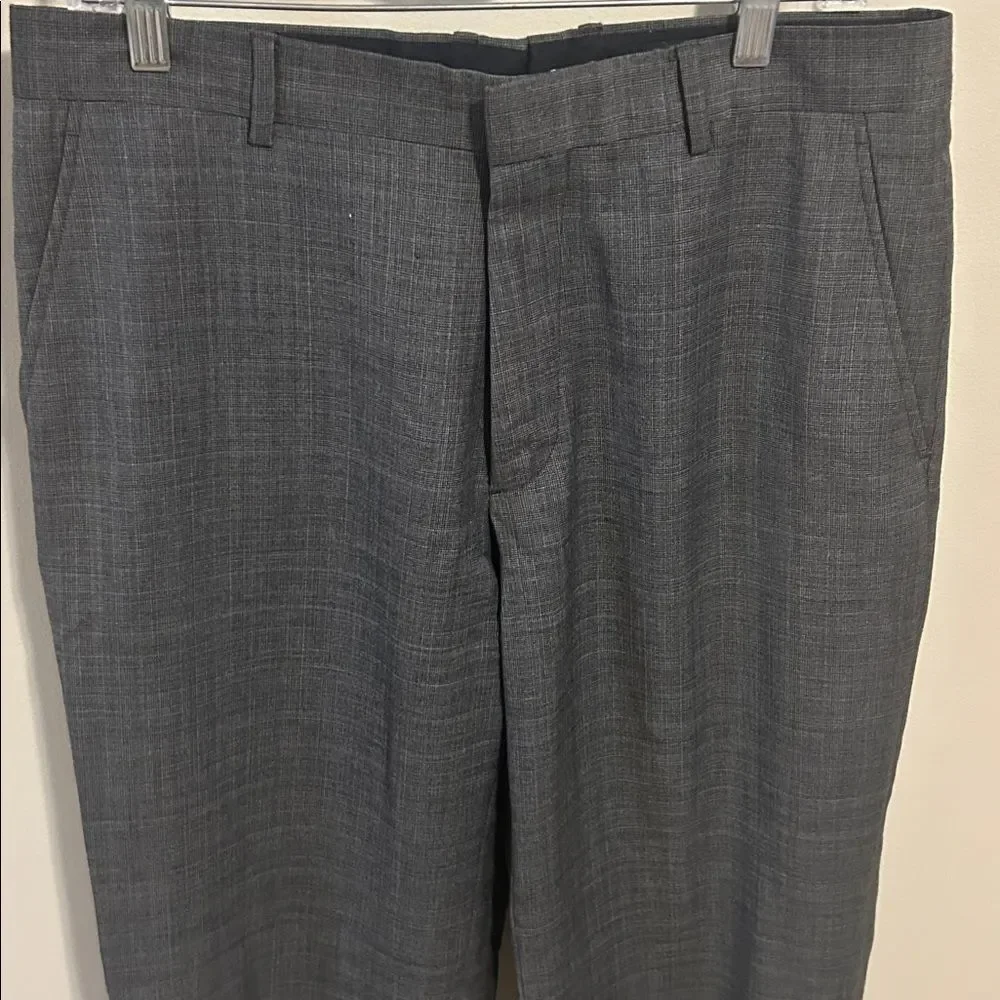 Banana Republic Modern Fit Micro Plaid Wool Blend Dress Pants 33x32 Flat Front